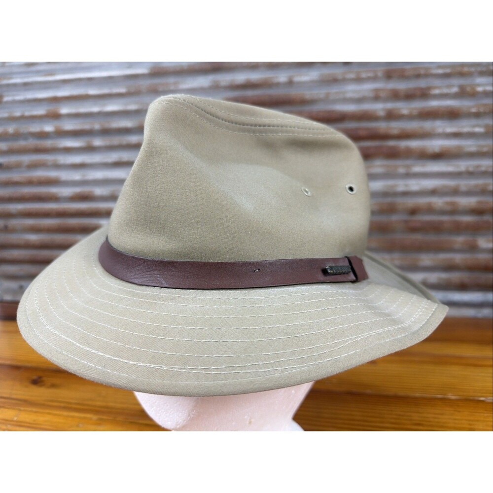 Stetson Outback Safari Fedora Hat Beige Large Made in USA Water Resistant